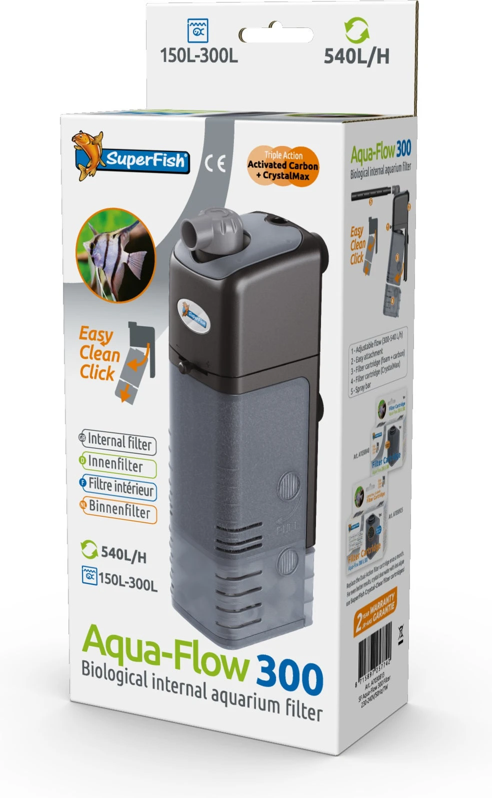 SuperFish Aquarium Filter Aqua-Flow 300 Zwart 540 L/h 4 SuperFish Aquarium Filter Aqua-Flow 300 Zwart 540 L/h - Afbeelding 2